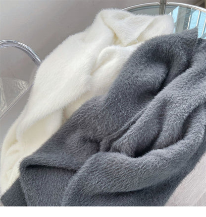 Casual Velvet Mink Long Knitting Cardigan Coats for Women