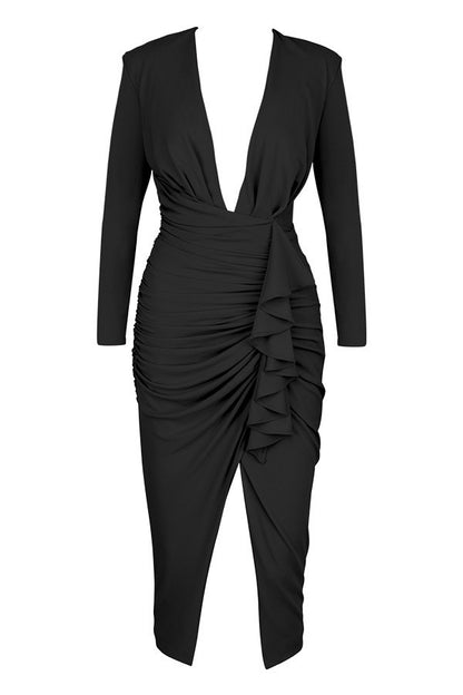 Sexy Ruffled Split Front Irregular Long Party Dresses