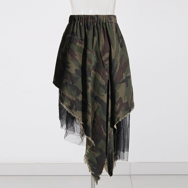 Designed Camouflage Irregular Fall Skirts for Women