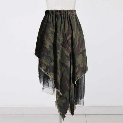 Designed Camouflage Irregular Fall Skirts for Women