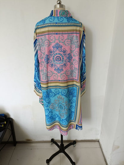 Casual Printed Long Women Loose Shirts