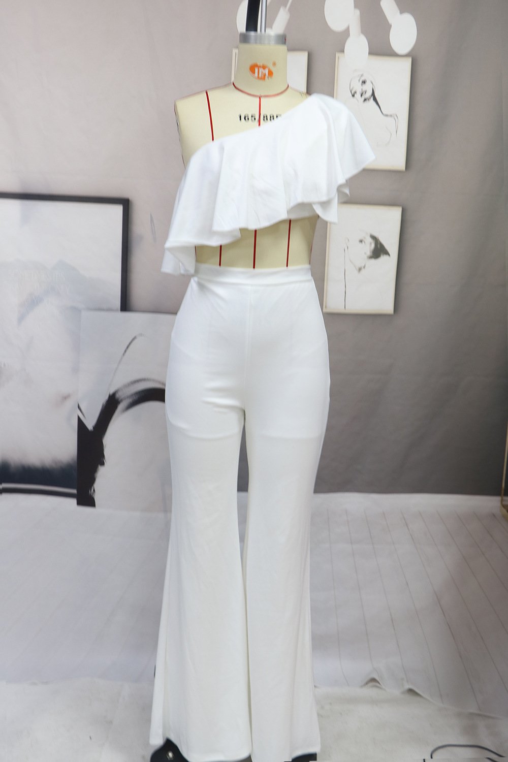 Sexy One Shoulder Midriff Baring Two Pieces Suits