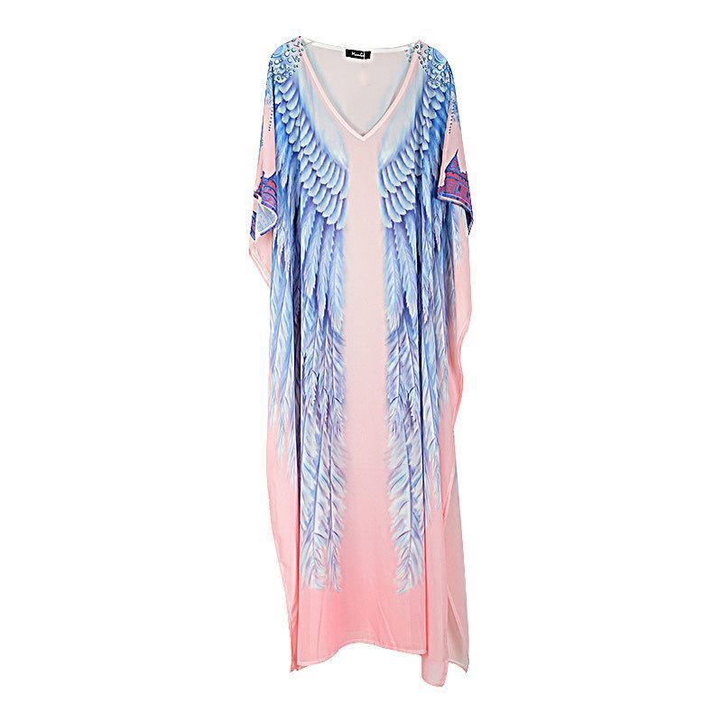 Wings Design Chiffon Summer Plus Sizes Beacwear Cover Ups