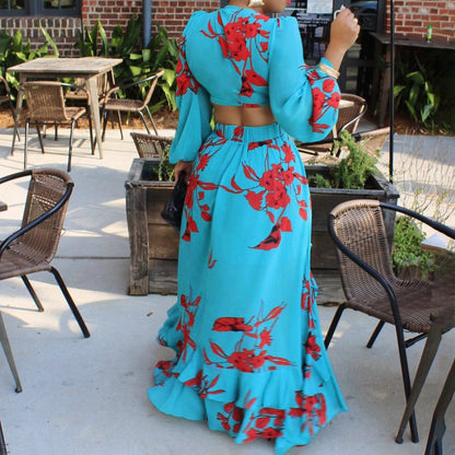 Sexy Summer Short Top and Long Skirts Suits