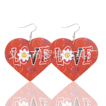 3pcs/Set Pu Leather Sweetheart Design Pink Earrings for Women