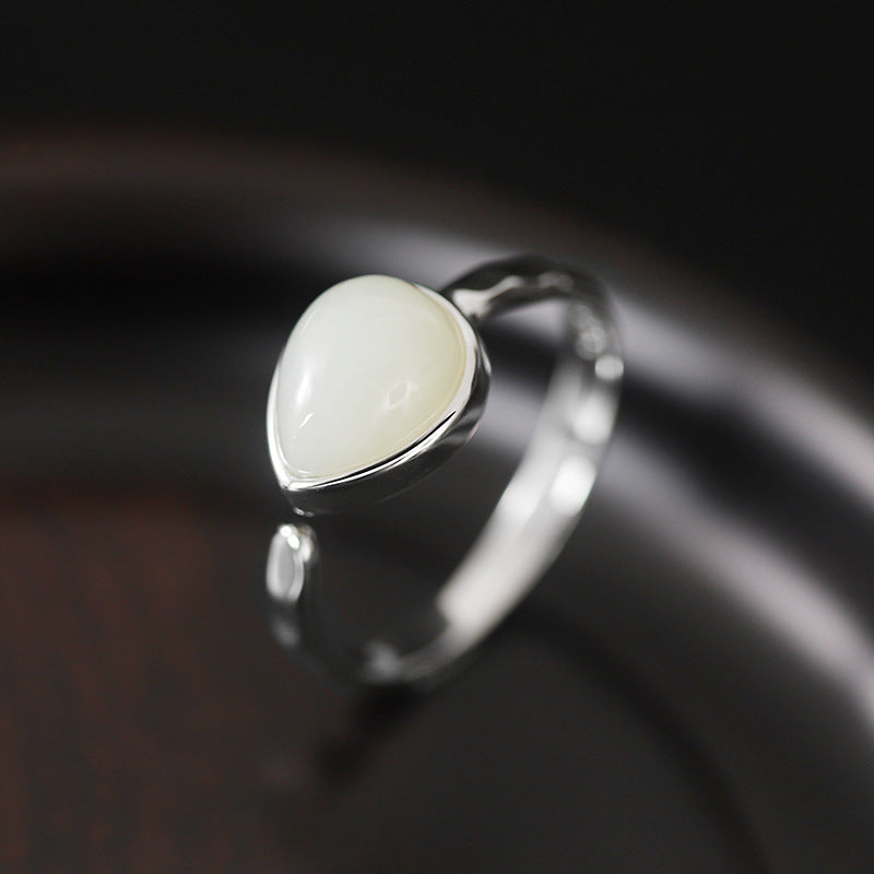 Vintage Water Drop Design Sterling Silver Ring for Women
