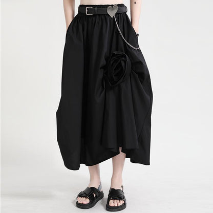 Casual 3D Flower Decoration Women Skirts