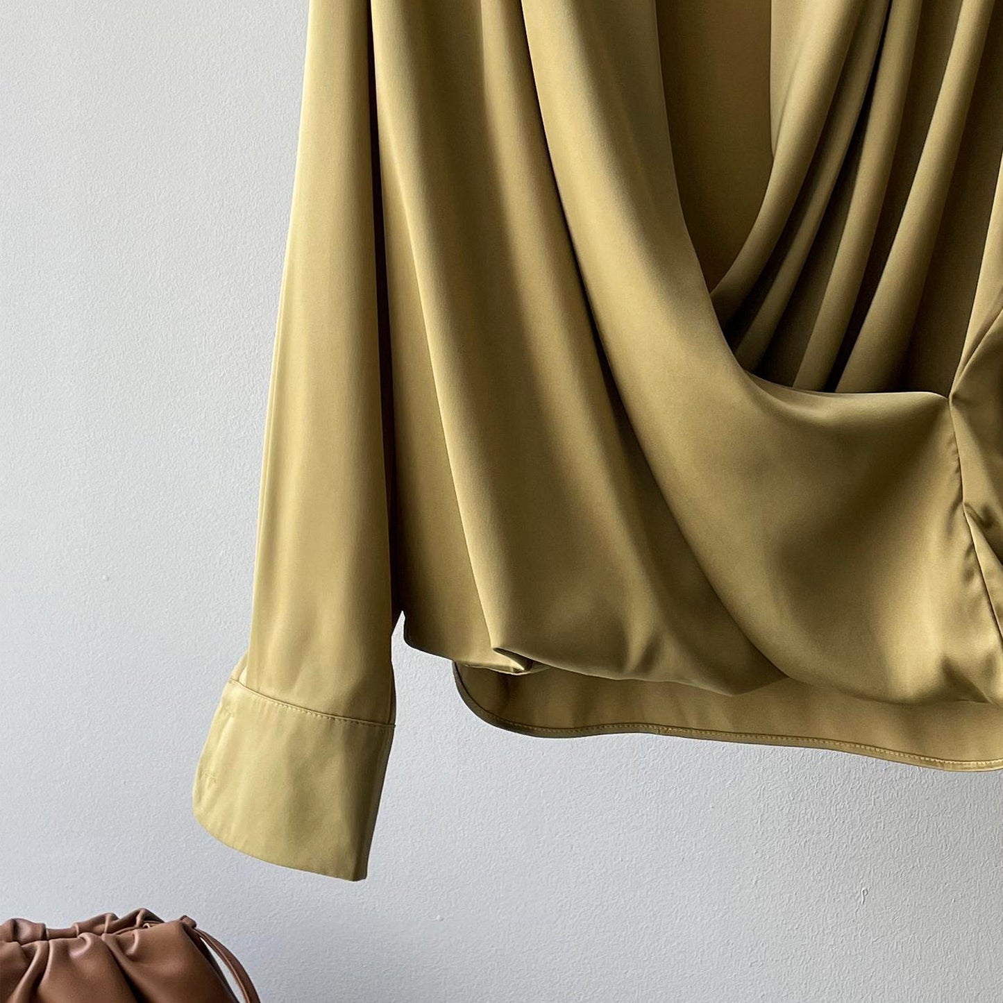 Elegant Satin Long Sleeves Office Lady Shirts