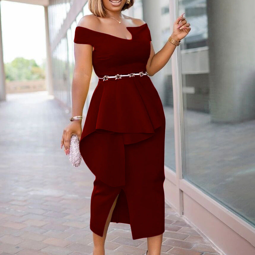 Fashion High Waist Plus Sizes Midi Party Dresses