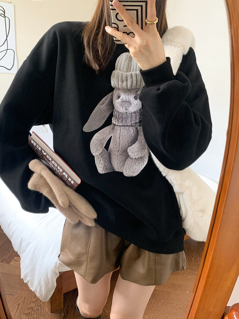 3D Animal Design Velvet Hoodies for Girls