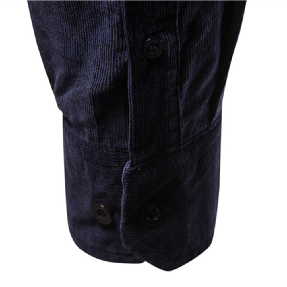 Men Long Sleeves Corduroy Business Shirts