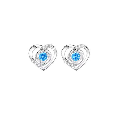 Heart Rose Design Sterling Sliver Zircon Studs