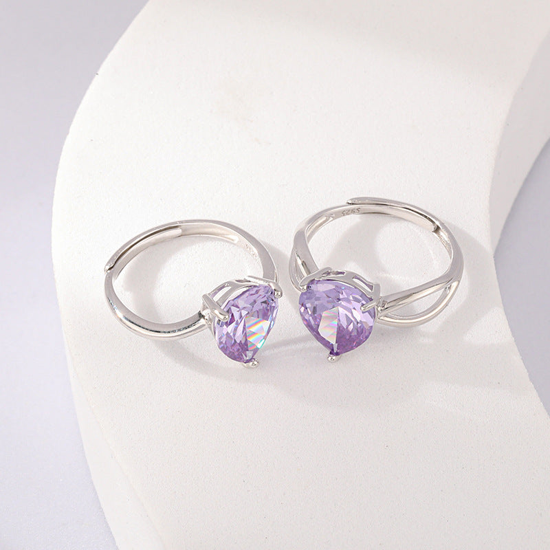 Fashion Sterling Silver Colorful Zircon Rings