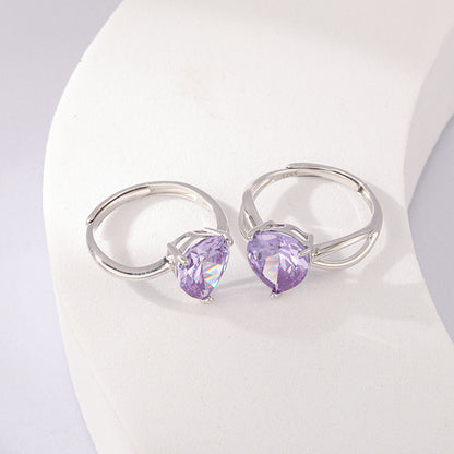Fashion Sterling Silver Colorful Zircon Rings