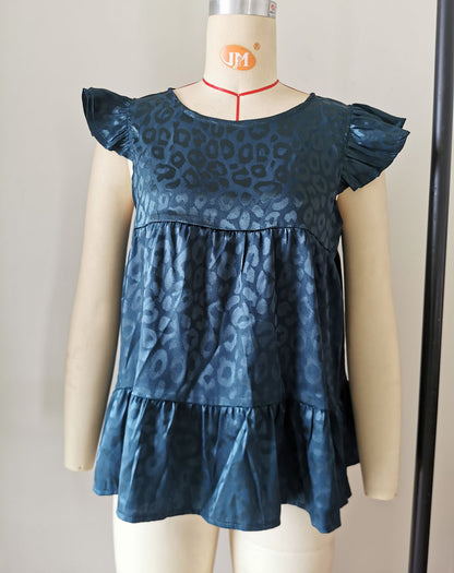 Summer Ruffled Round Neck Women Blouses