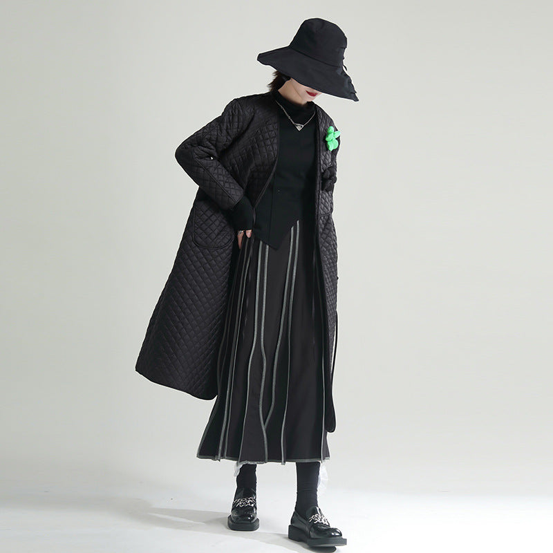 Black Cotton Winter Women Overcoats