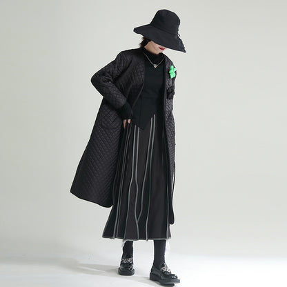 Black Cotton Winter Women Overcoats
