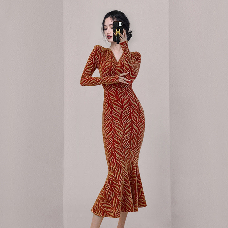 Luxury Elegant V Neck Long Mermaid Dresses
