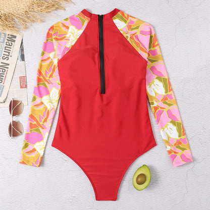 Red Long Sleeves Bikini Wet Suits for Women