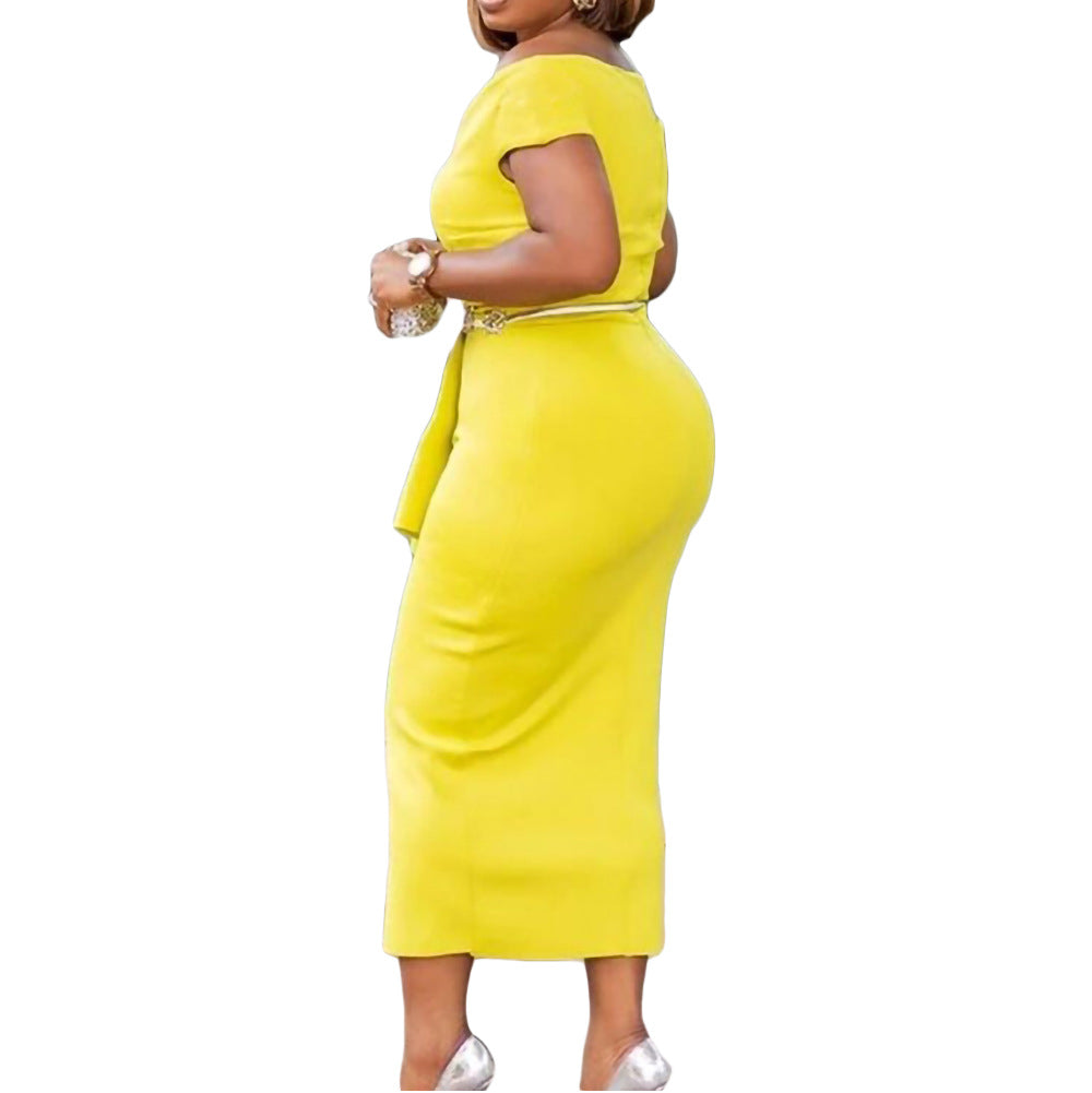 Fashion High Waist Plus Sizes Midi Party Dresses