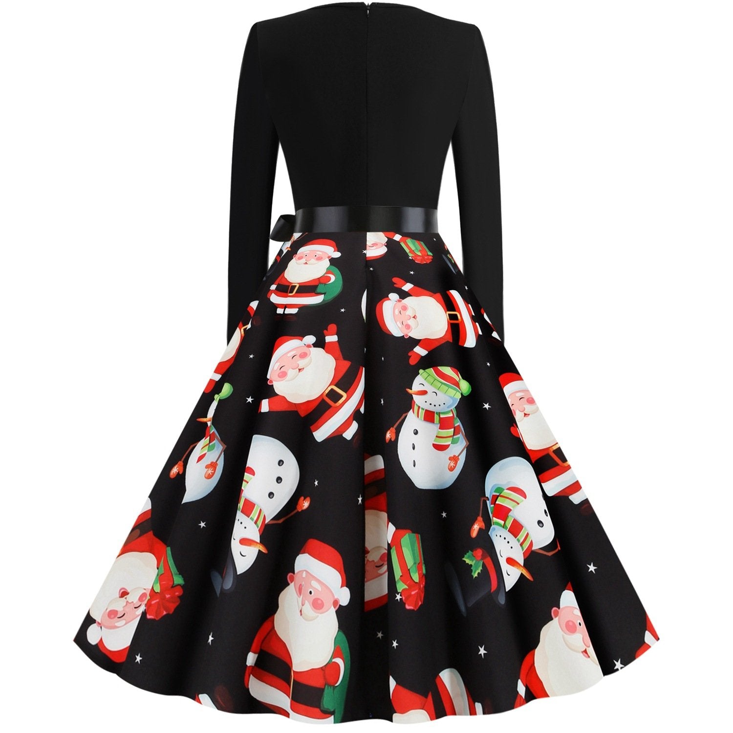 Christmas Snowman Vintage Long Sleese Dresses-STYLEGOING