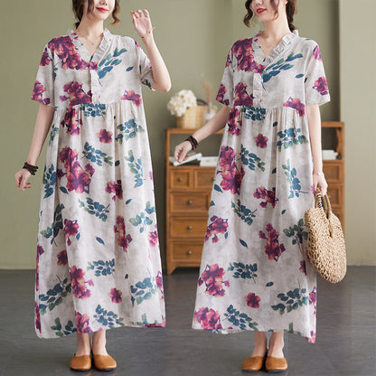 Women Summer Linen Plus Sizes Long Cozy Dresses