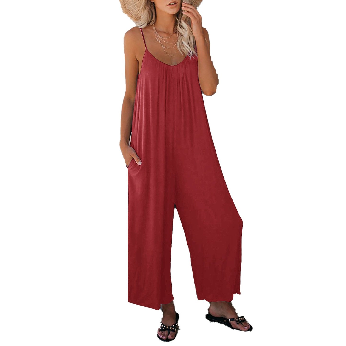 Leisure Summer Leopard Pocket Jumpsuits-STYLEGOING