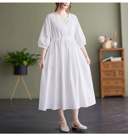 Vintage Embroidery Cotton Women Plus Sizes Dresses