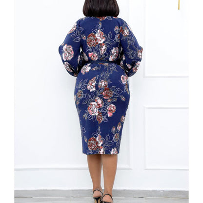 Round Neck Plus Sizes Office Lady Dresses