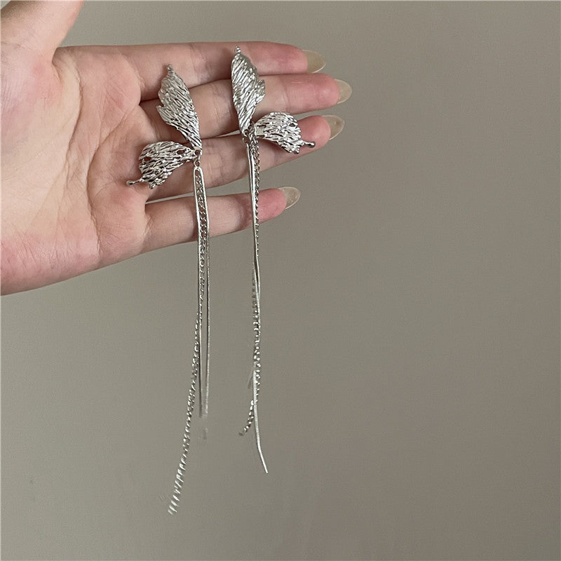 Butterfly Tassels Metal Drop Earrings for Women