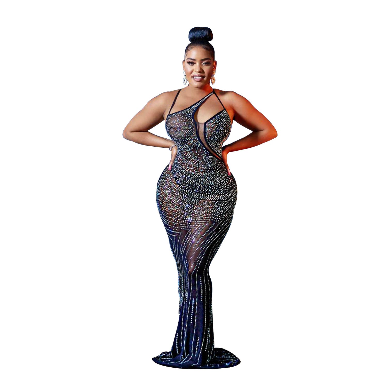 Sexy Diamond Sleeveless Long Evening Party Dresses