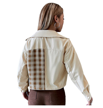 Casual Women Turover Collar Short Overcoat