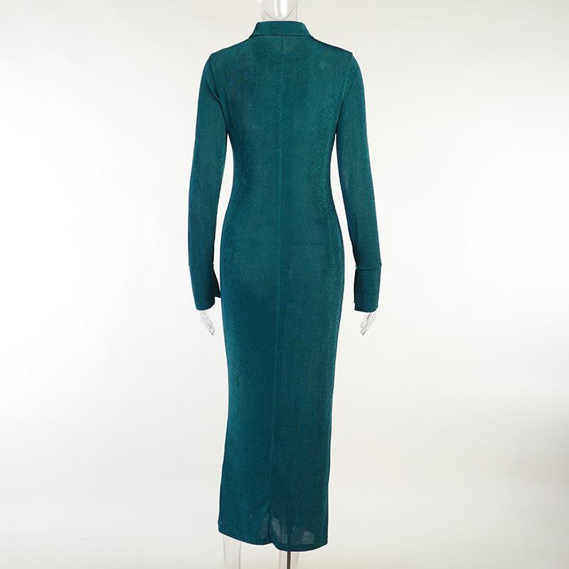 Sexy High Waist Knitting Long Sleeves Split Long Dresses--Free Shipping at meselling99