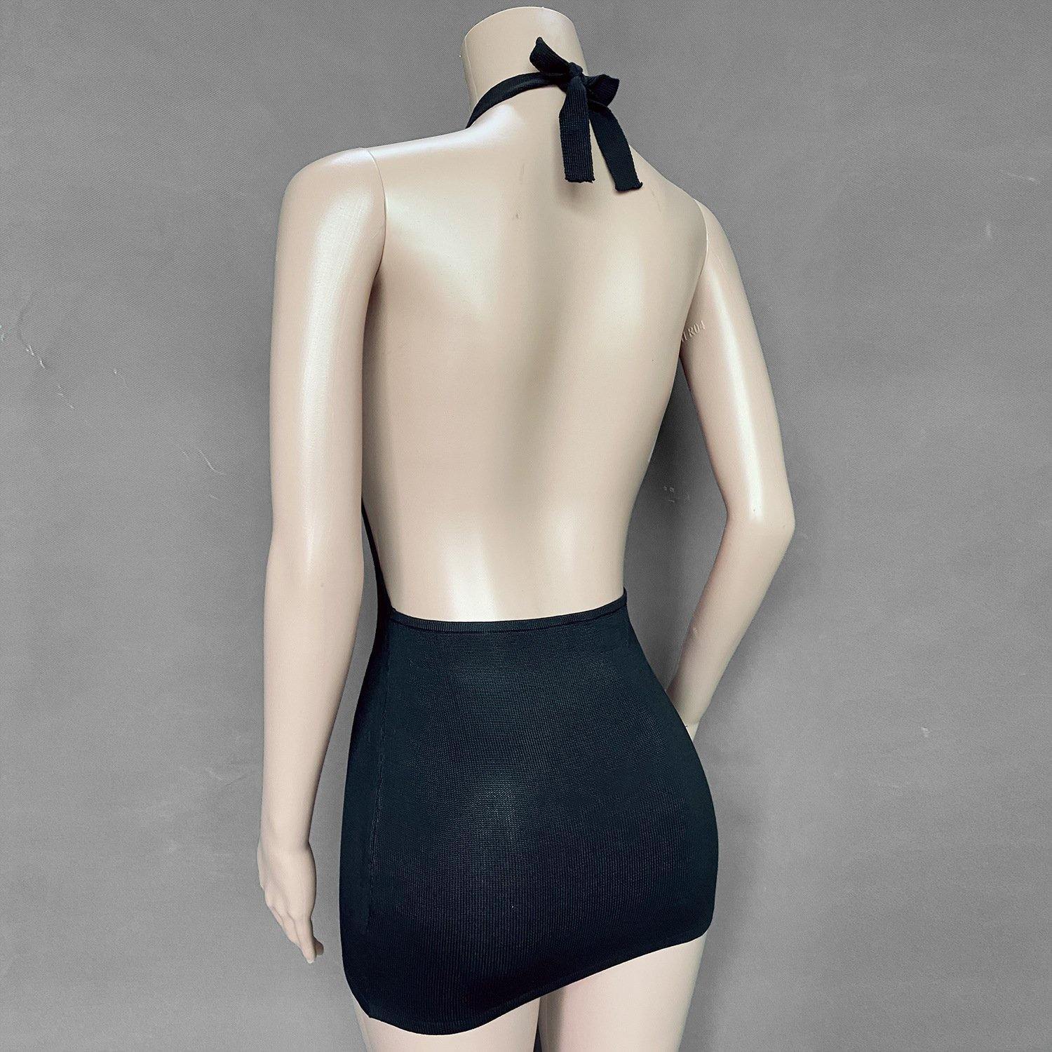 Holiday Sheath Halter Knitting Dresses-STYLEGOING