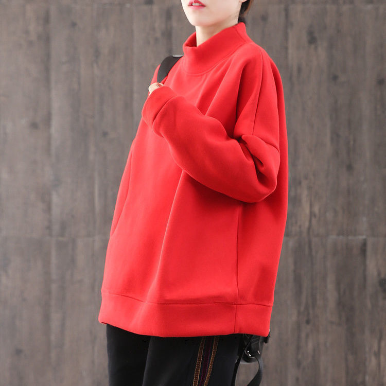 Women High Neck Velvet Pullover Tops