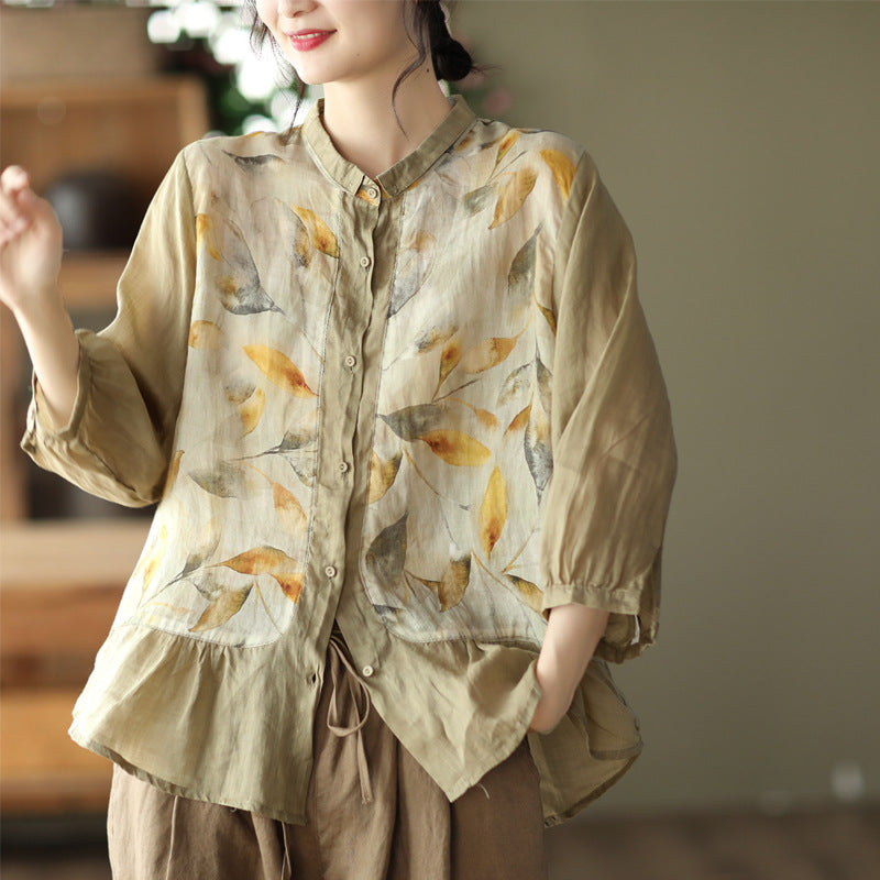 Vintage Flowers Classy Women Long Sleeves Shirts