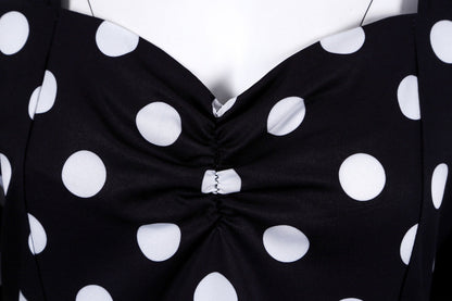 Retro Dot Print Short Sleeves Short Dresses-STYLEGOING