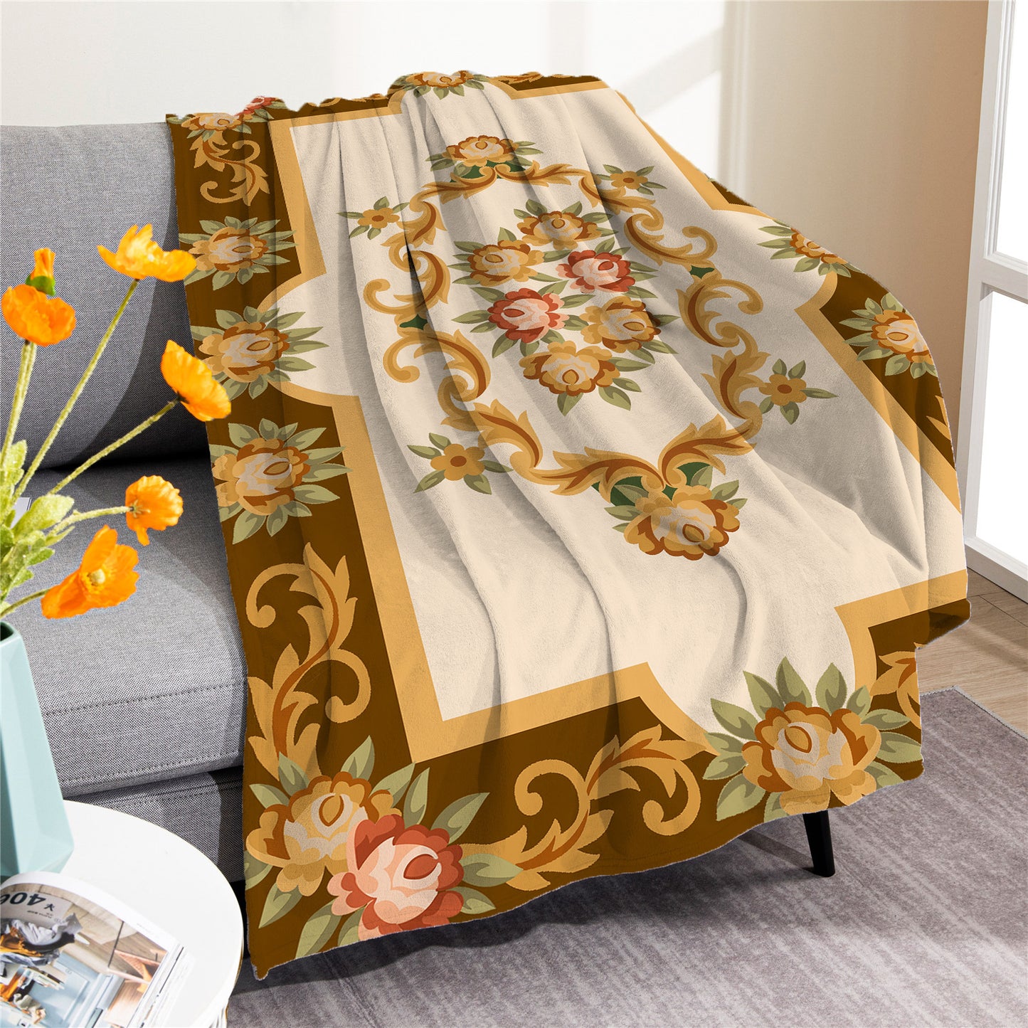 Vintage Boho Fleece Throw Blankets