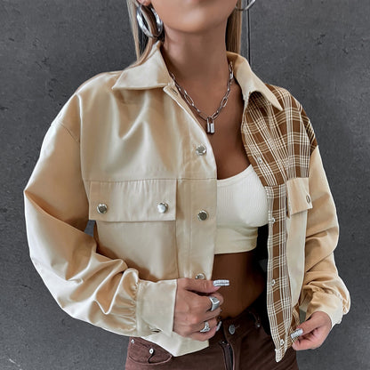 Casual Women Turover Collar Short Overcoat