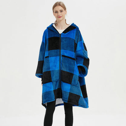 Warm Thick Plus Sizes Wearable Fleece Throw Blanket for Couple