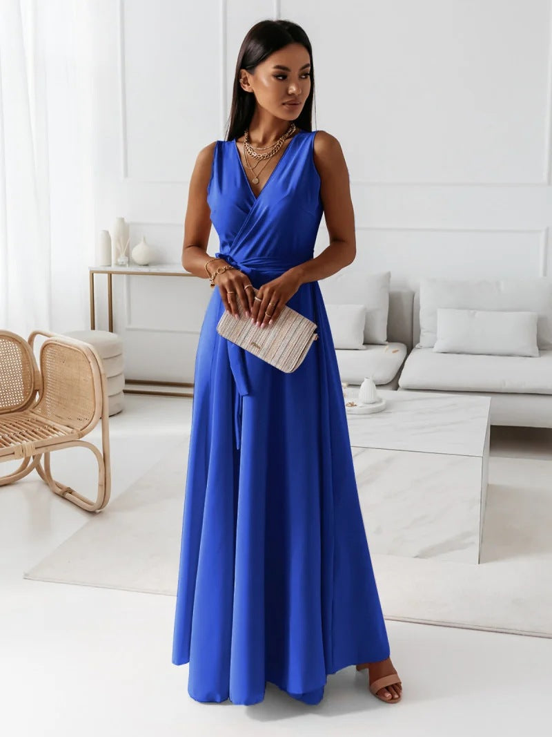 Simple Design V Neck Long Evening Party Dresses