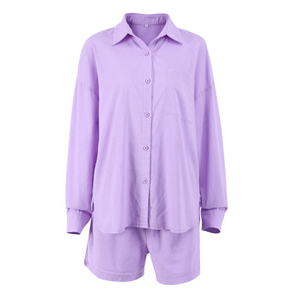Casual Two Pieces Shirts and Shorts Summer Women Suits