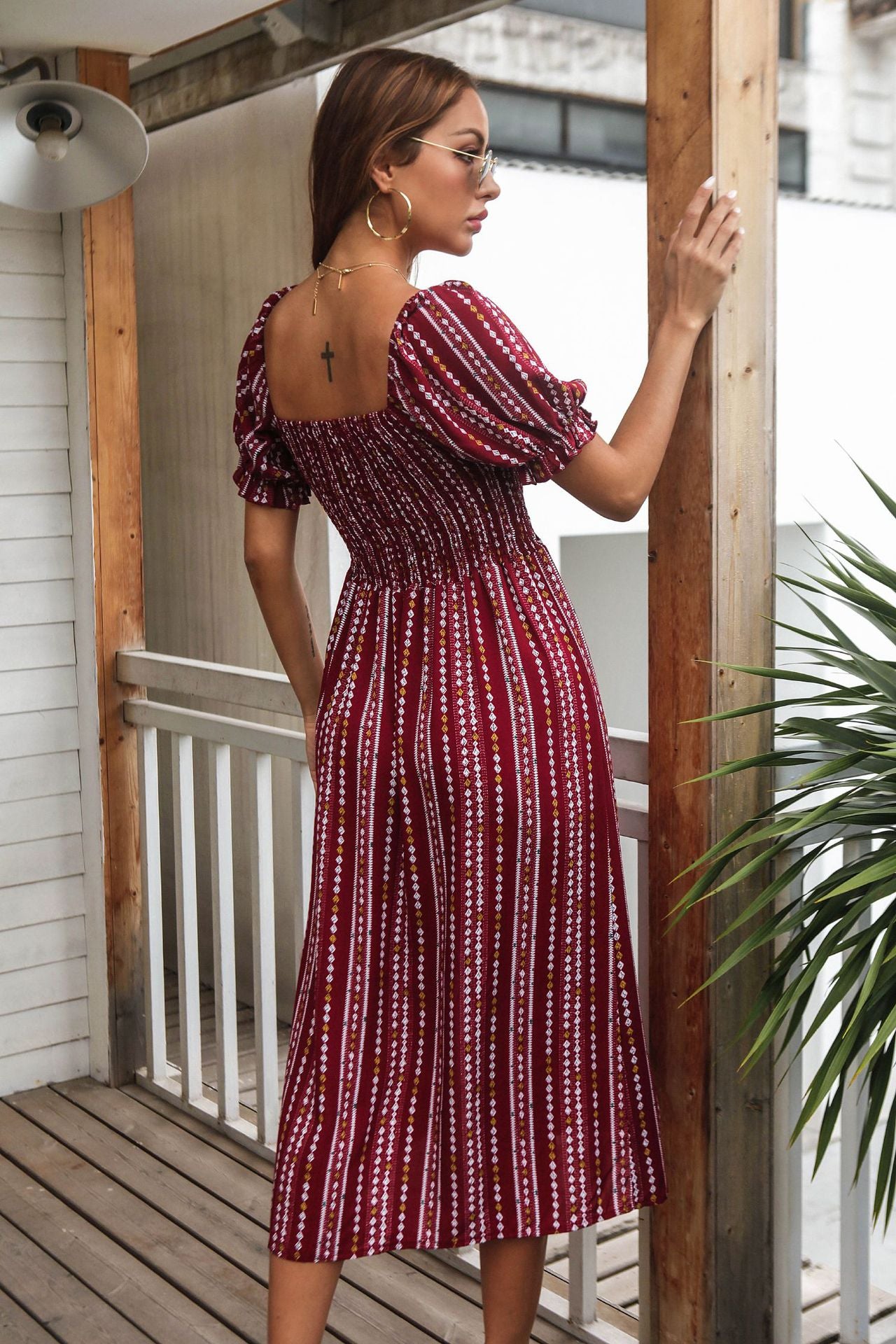 Summer Puff Sleeves Cotton Women Dresses