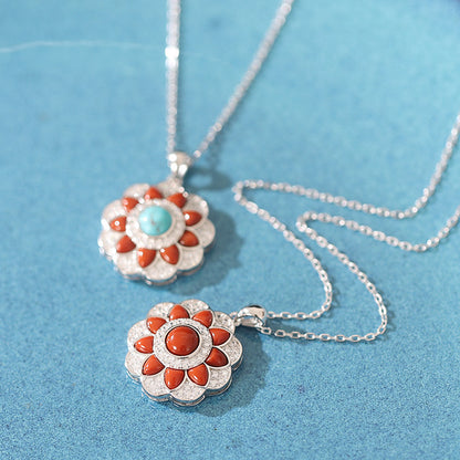 Fashion Sterling Silver Turquoise Agate Necklace for Women