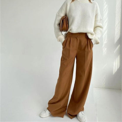 Casual High Waist Women Wide Legs Pants