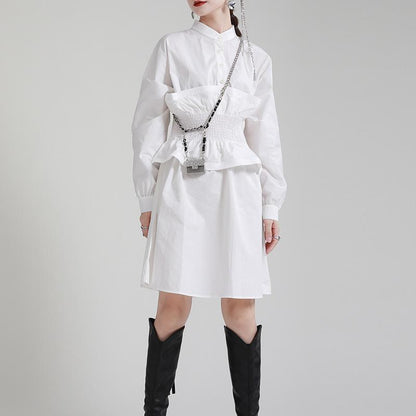 Women Ruffled Slim Waist Long Sleeves Fall Dresses
