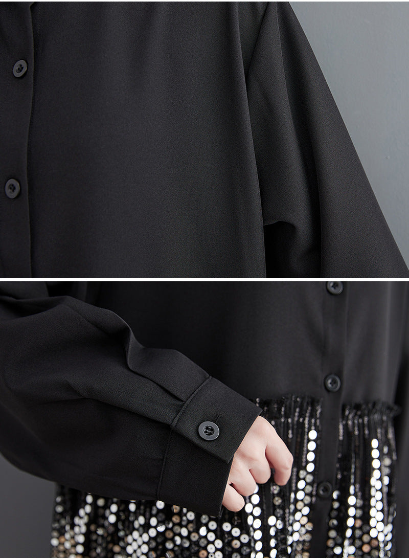 Black Irregular Plus Sizes Long Cozy Dresses