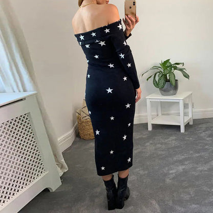 Sexy Black Off The Shoulder Autumn Long Dresses