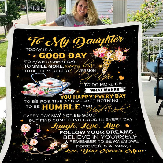 Mom to Daughter Black Unicorn Print Fleece Soft Blanket--Free Shipping at meselling99