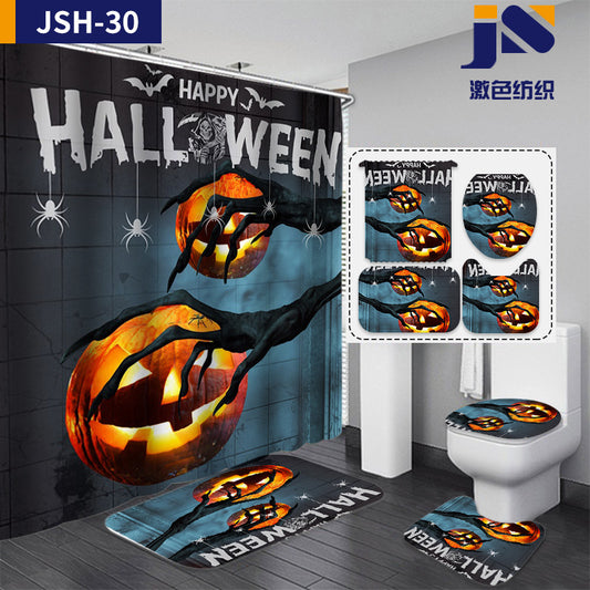 Horrible Halloween Fabric Shower Curtain Sets for Bathroom Decoration